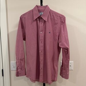 Men's Button-Down Microcheck Shirt in Red-Pink